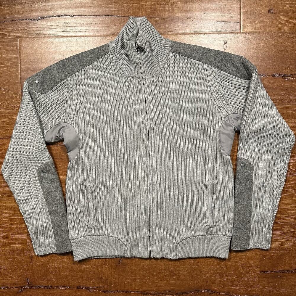 Neil Barrett 96 Hours X Puma Ribbed Sweater Womens L Gray Wool Blend Designer